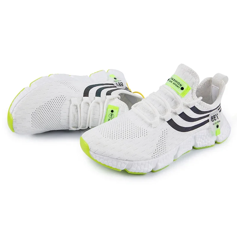 2024 Men Sneaker Outdoor Running Shoes Men Training Shoes Breathable Casual Shoe Lightweight Mesh Stripe Lace Up Plus Size 36-46