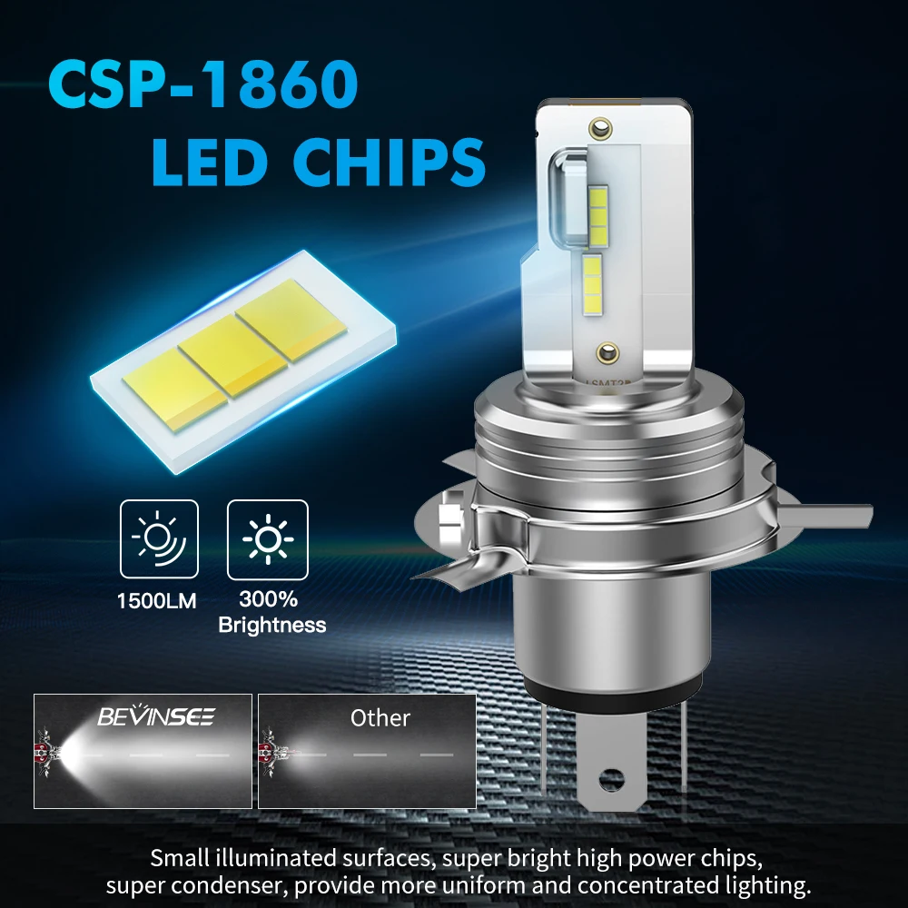 H4 HS1 LED Moto Ampoule BA20D LED 12V High And Low Beam Motorcycle Headlight Bulb AC/DC Wireless Non-polarity 6000K motorcycle headlight motorcycle led lights led motorcycle lights led lights bike light