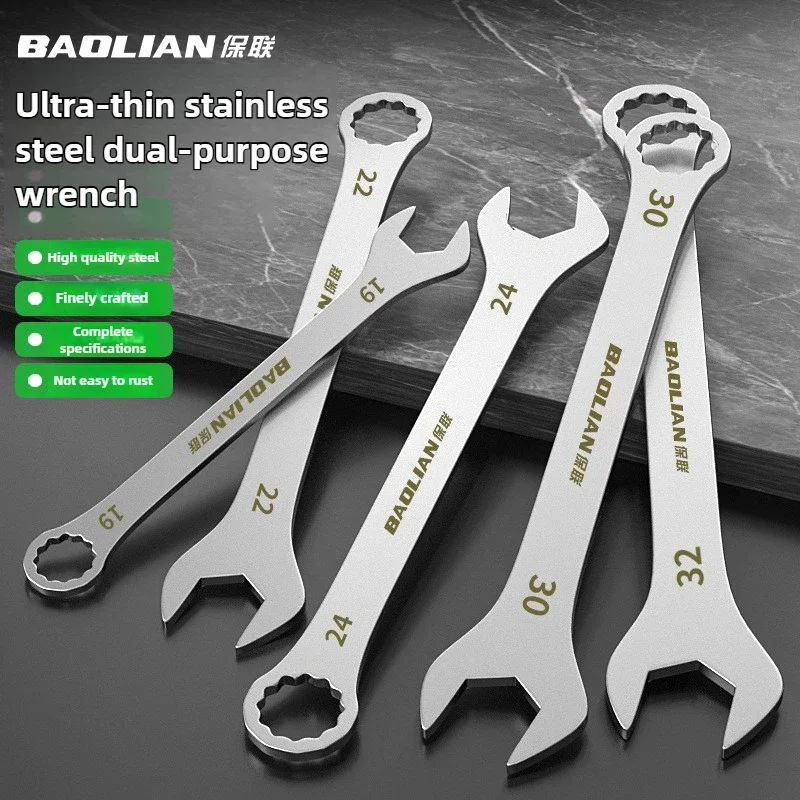 Ultra-Thin Dual-Purpose Open-End Wrench with Large Plum Head