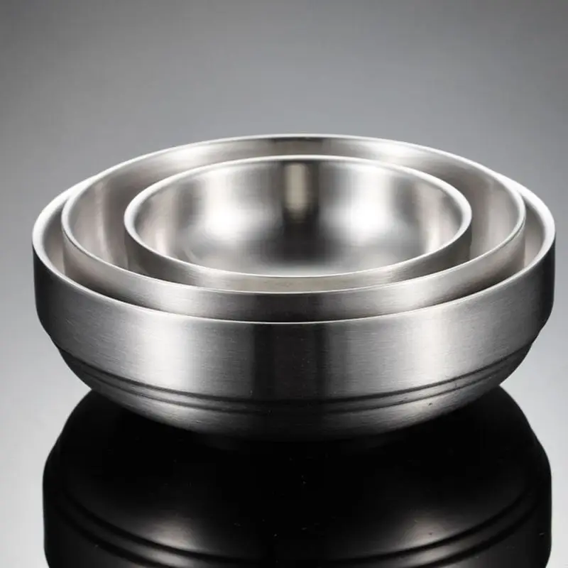 304 Stainless Steel Double Thickness Round Plates and Dishes Double Insulated Plate Kitchen Utensils appetizer plates