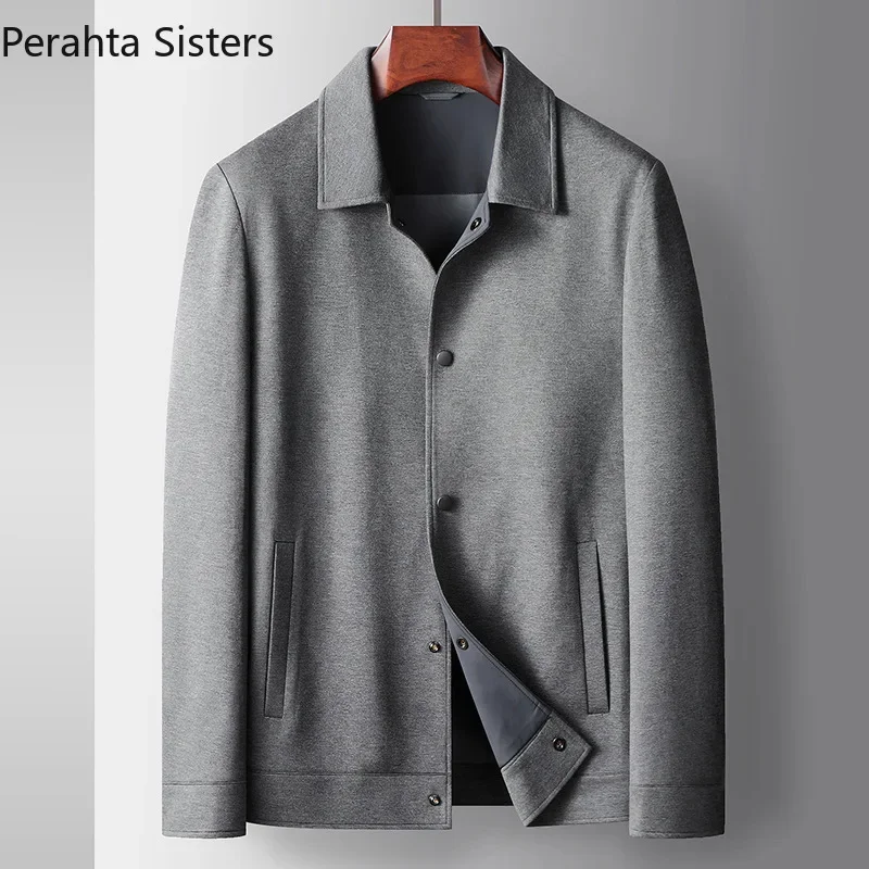 

Brand Top Quality Casual Knitted Jackets For Men Autumn Winter Gray Lapel Single-breasted Luxury Business Jacket Man Clothing