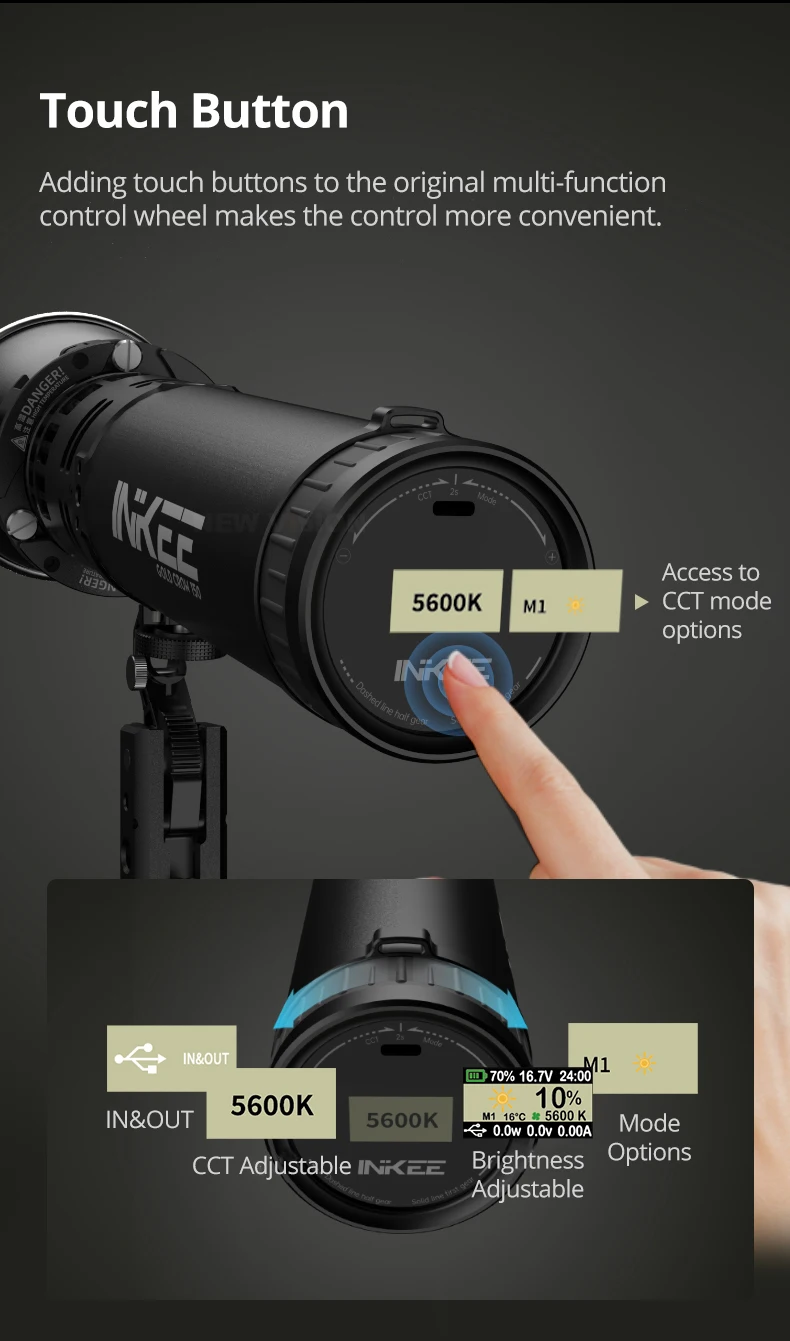 INKEE GC150 2600K-6500K 150W Power Integrated LED Light 9600mAh Fill Light for O