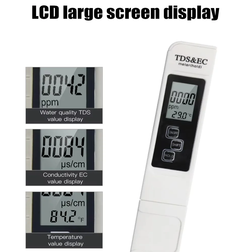Water Tester Water Quality Detector Conductivity Monitor Tester Water Quality Detection Pen Household Drinking Water EC Meter 2in1 TDS Test Meter Digital Quality Tester
