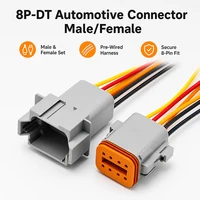 8 Pin DT04-8P DT06-8S Waterproof Connector with 15cm Cable - Heavy Duty Electrical Plug Socket for Car, Truck, Motorcycle & Boat 1