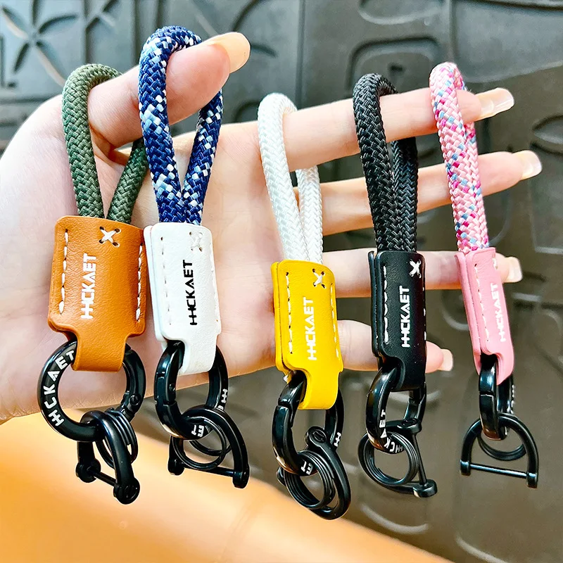 진짜 가죽 메탈 자동차 키체인 5가지 색상 여성 남성 블랙 버클 자동차 키 링 체인 홀더 쥬얼리 선물 신상품