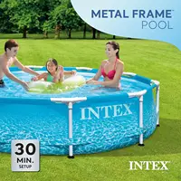 Large Round Above Ground Swimming Pool with Reinforced Sidewalls and Metal Frame, 10ft by 30in for Backyard Fun 4