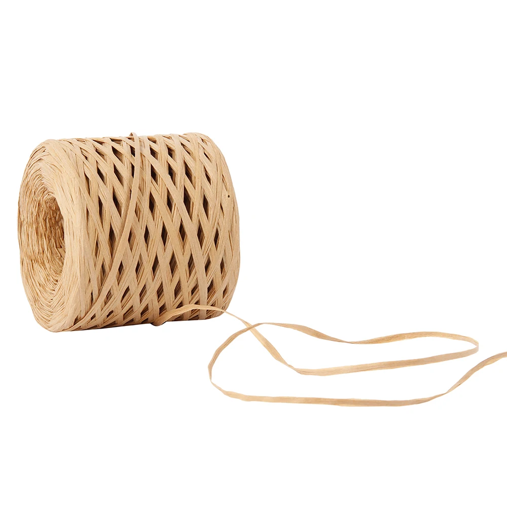 Raffia Ribbon for Gift Wrapping 200M Raffia Yarn for Crocheting Paper Ribbons Craft Packing Paper Twine Ribbon raffia straw yarn,straw yarn