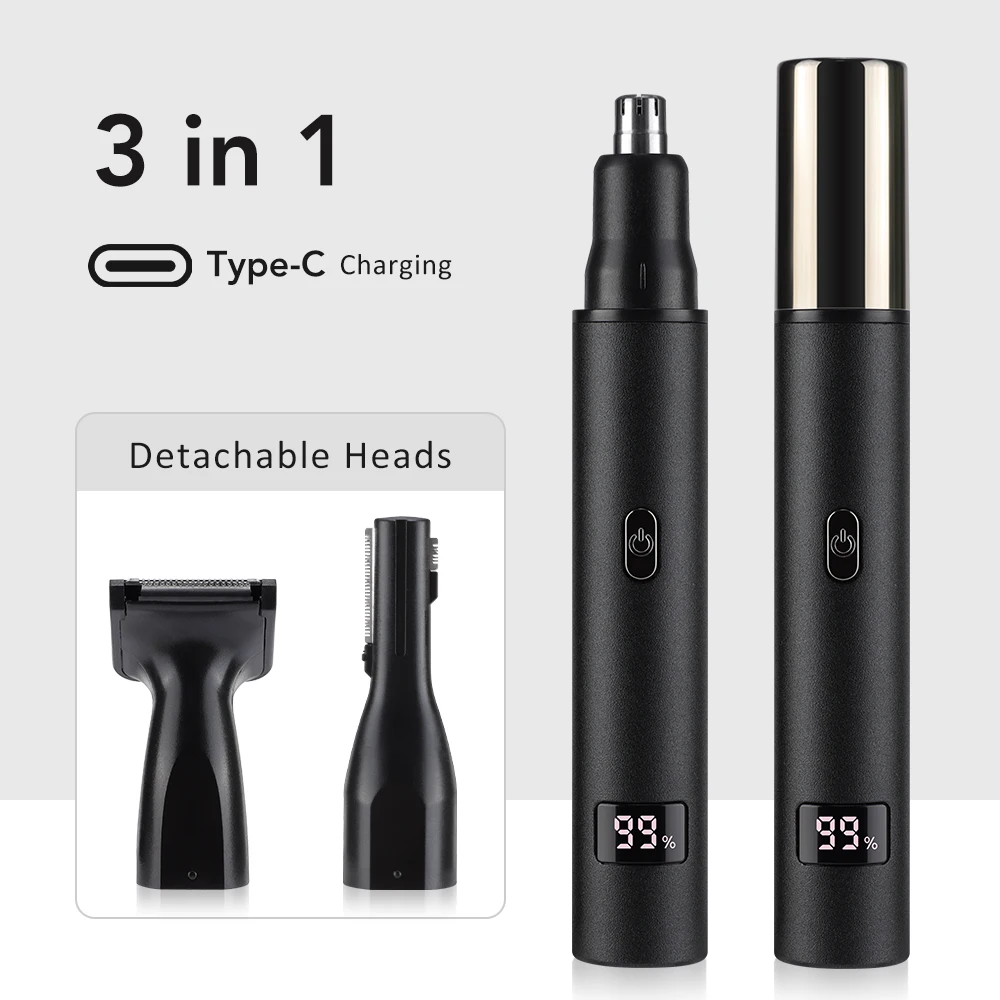 Electric Nose Hair Trimmer for Man Women Digital Display 360° Roating Machine No