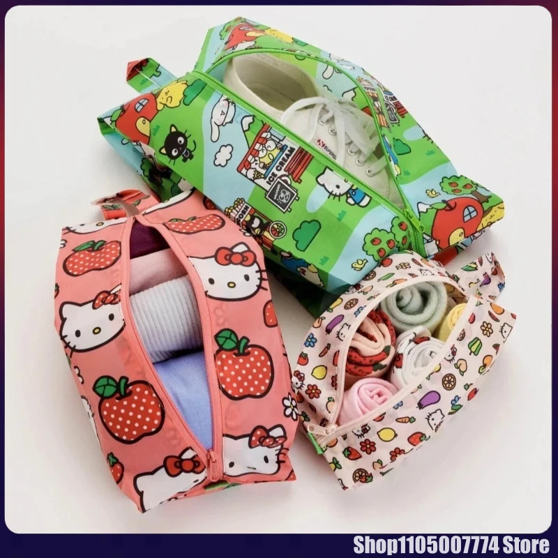 Juego de 3 Bolsas de Almacenamiento Kawaii HelloKitty, Lindas Bolsas de Almacenamiento Portátiles con Dibujos Animados para Zapatos, Calcetines, Ropa, Viajes y Hogar, Regalos al por Mayor