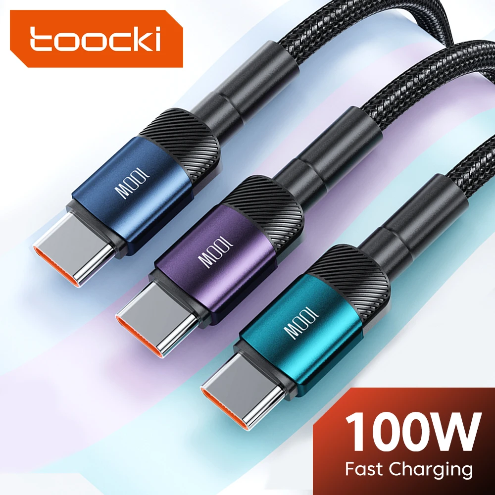 Toocki cable usb tipo c a tipo c para tel fono xiaomi 100w carga
