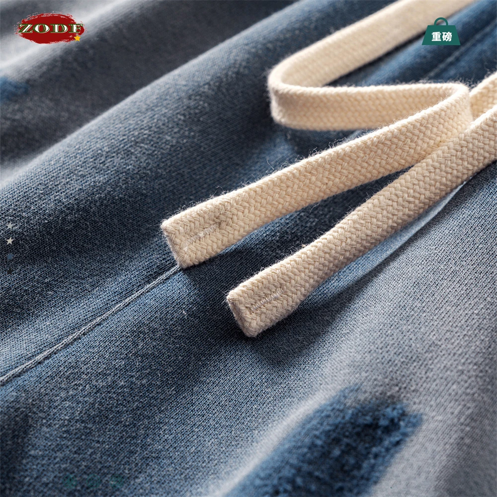 ZODF 남녀공용 트렌디 용수철 반바지, 레트로 루즈 엣지 몽키 워싱 반바지, 스트리트웨어, 여름 HY0784, 300gsm