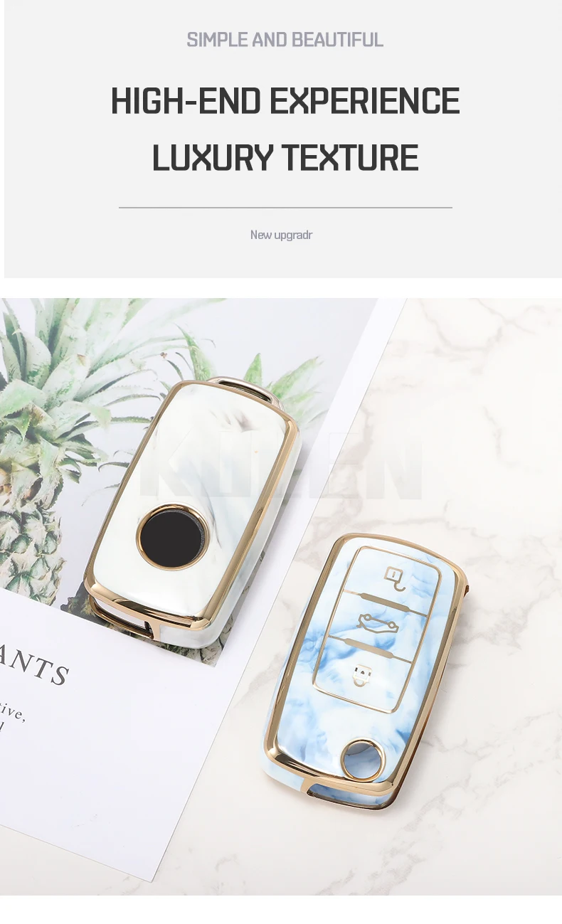 Nuovo TPU Car Flip Key Case Cover Shell per Volkswagen VW Polo Golf Passat Tiguan Beetle Caddy per Skoda Octavia Seat Leon Altea - S879bc230715b4e2883c22327c8df1dc82