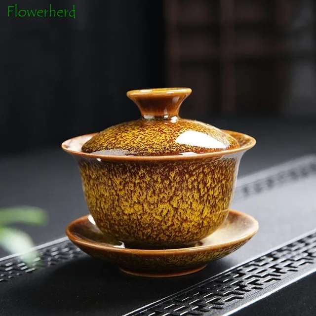 Ceramic Gaiwan Teamária Kung Fu Tea Szett Csésze Kemence Megváltozott Portelain Tál Sancai Cup Home Nagy Készítő - Image 2