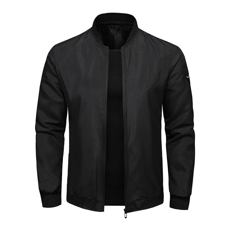 Spring Autumn Men's Stand Up Collar Casual Jacket Cardigan Zipper Baseball Jacket Fashion Solid Oversized Slim Breathable Coat
