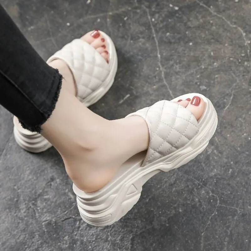 Shoes Low Slippers Casual On A Wedge Slipers Women Slides Platform Luxury Soft Summer Leisure Fashion Rome Hoof Heels cozy