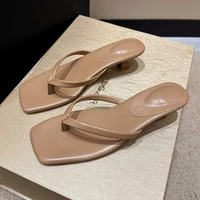 Summer Women Clip Toe Slippers Comfort Low Heel Slides Shoes Ladies Casual Dress Street Style Sandalis - Image 2