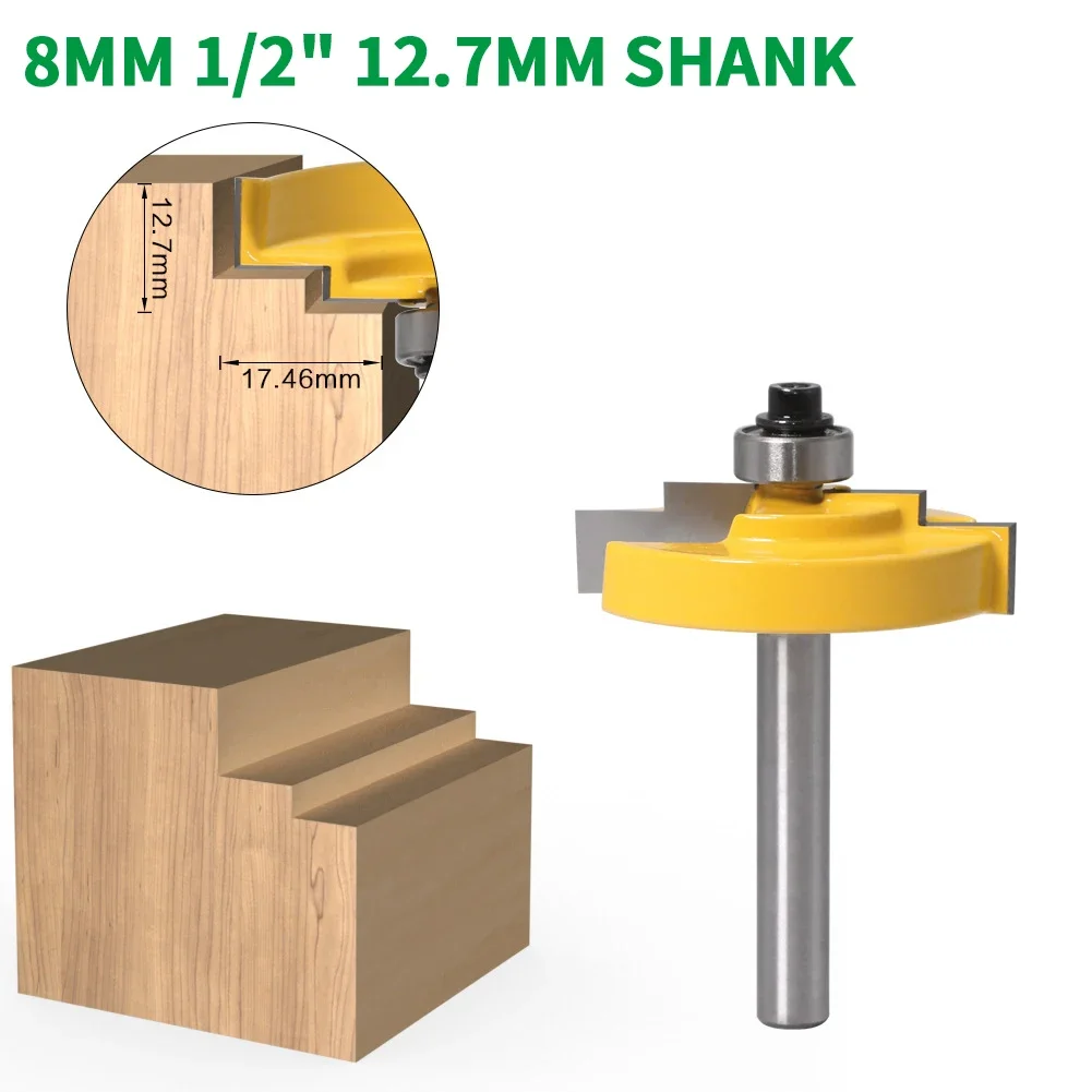 

1PC 1/2" 12.7MM Shank Milling Cutter Wood Carving Picture Frame Stepped Rabbet Molding Router Bit C3 Carbide Tipped For Wood