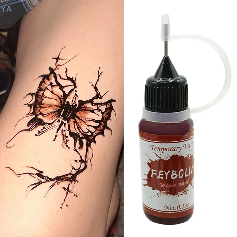 Tatuaggio Temporaneo Indiano all'Henné, Inchiostro per Body Art, Pigmento Semipermanente per Trucco Senza Dolore, Forniture di Bellezza per Sopracciglia ed Eyeliner - immagine 4