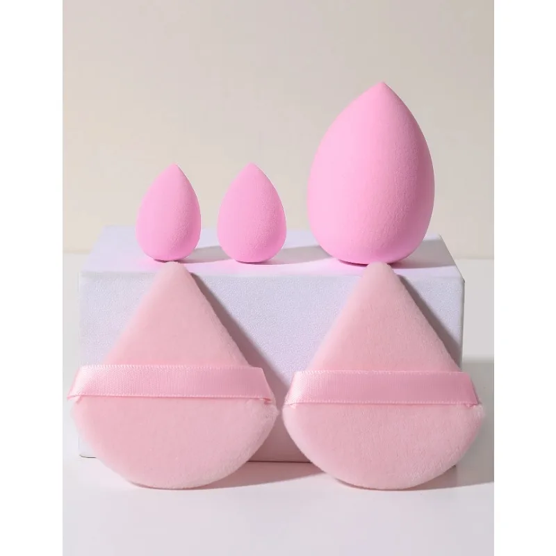 10 PCS powder puff set 1 eyebrow trimmer, beauty blender and mini beauty egg and 3-corner setting powder puff