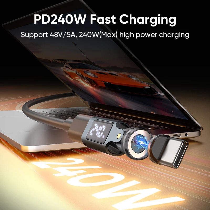 타입-C 마그네틱 어댑터 디지털 디스플레이 PD 240W 9핀 USB-C to USB-C 고속 충전 타입-C 암 OTG 컨버터 (삼성 아이폰용)