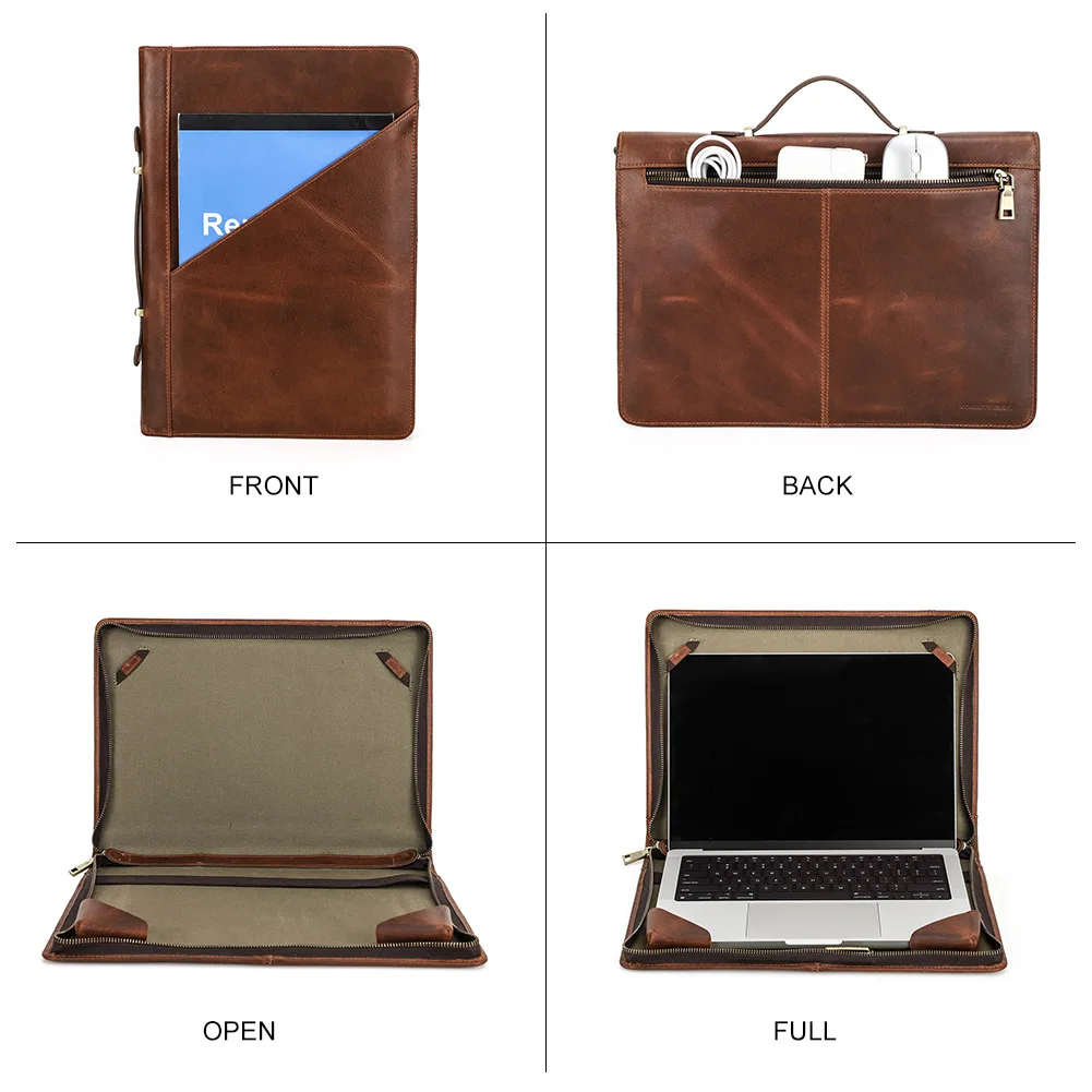 Família Contacts Genuíno Couro do Portátil Capa para Macbook Pro 14 16 Macbook Pro ar 13 Cases de Manga Protetora Bolsa - Imagem 3