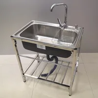 Kitchen sink Handmade stainless steel single bowl sink above counter or wall mounted vegetable Wash basin set 1