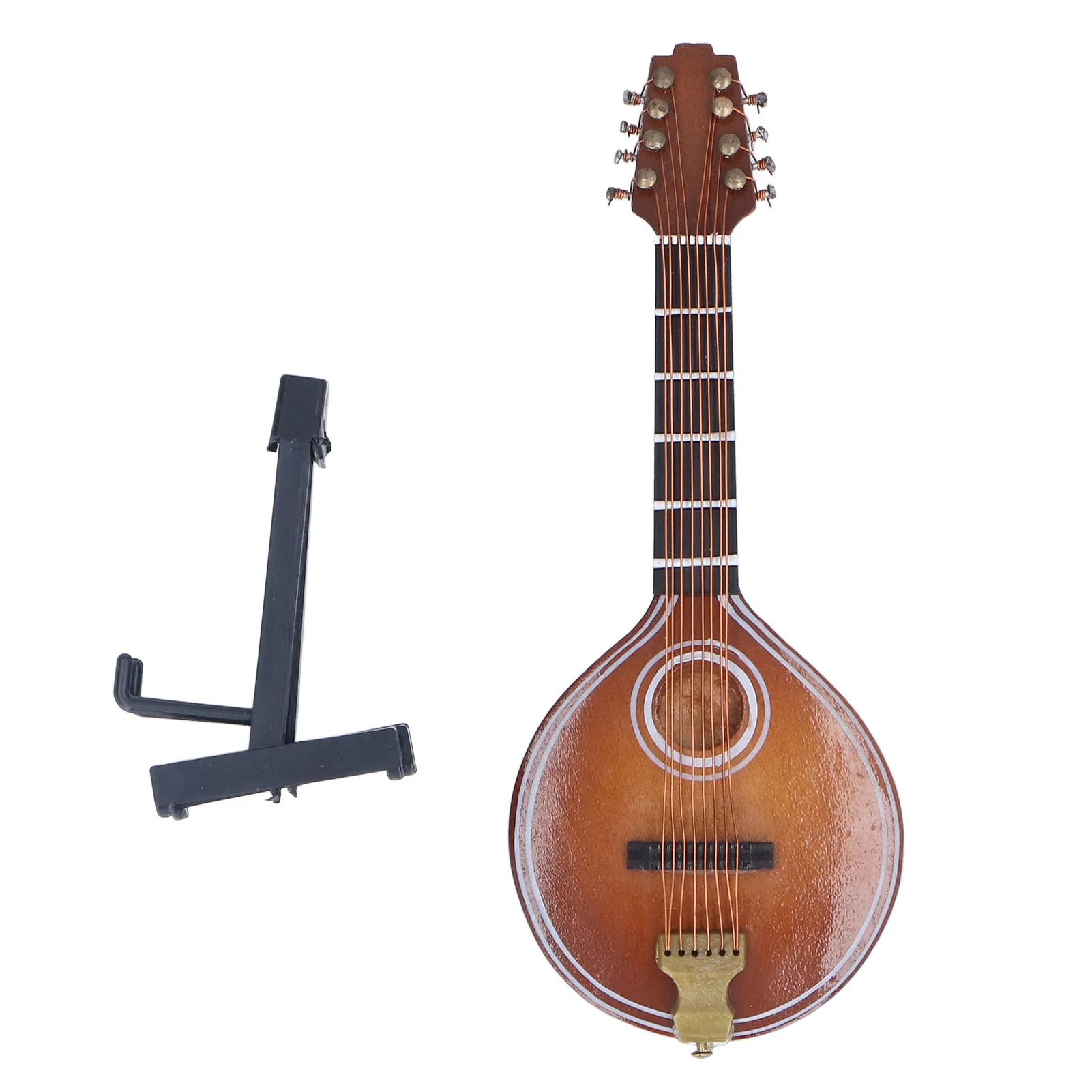 Dollhouse Miniature Mandolin 8 Strings Mandolin Model Handmade Simulation Musical Instruments For Kids Gift Home Decoration