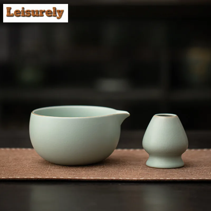 Ru Kiln Matcha Set Ceramic Tea Whisk Standing Bowl Japanese Style Ceremony Frothing And Stirring Tools Tableware Craft Supplies