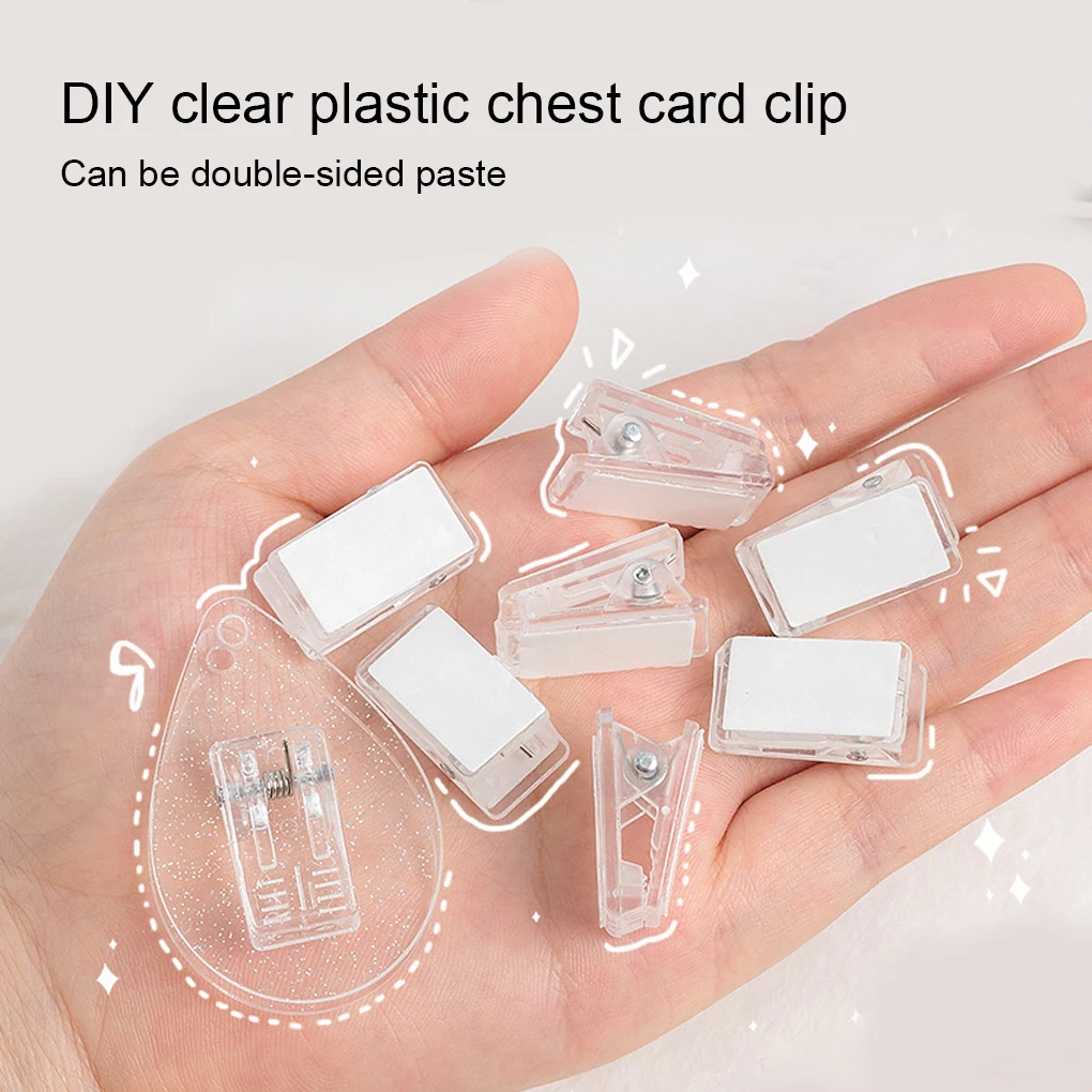 15 Pieces Spring Clip Portable Replacing Transparent Reusable DIY Decorative Name Tag Chest Card File Note Clamp