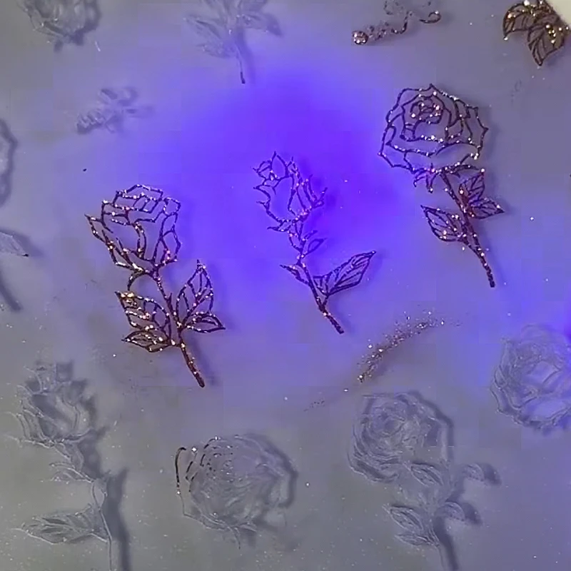 1개 꽃 모양 3D 아크릴 네일 몰드 핸드 인그레이빙 몰드 네일 아트 장식 실리콘 네일 아트