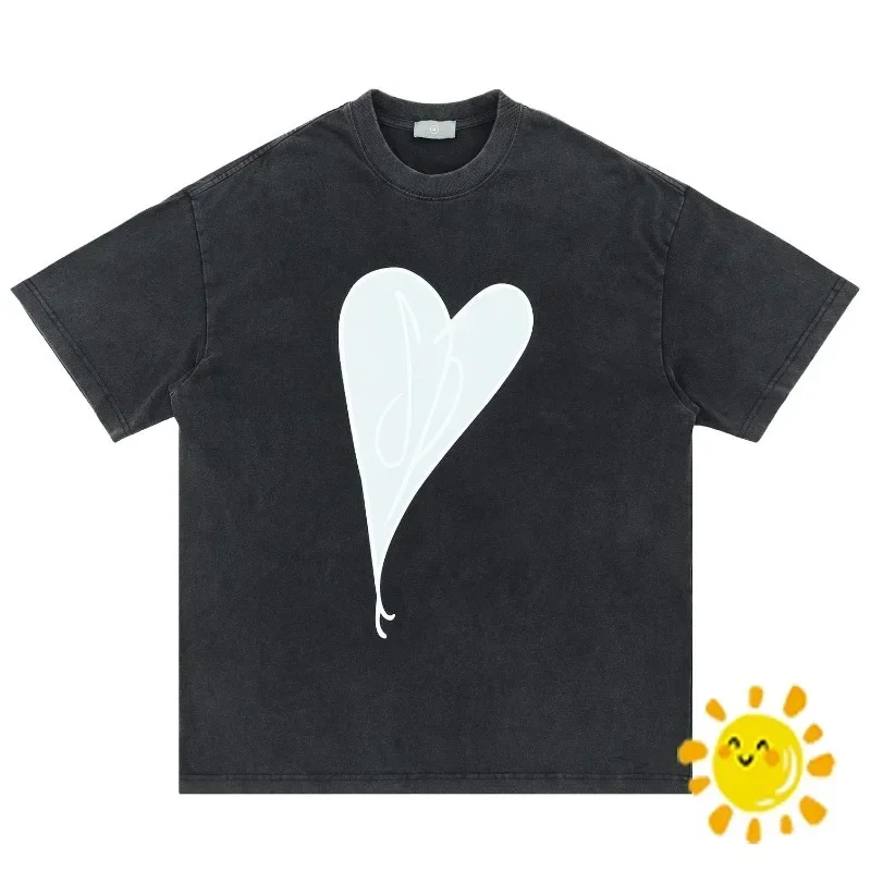 

Футболка с эффектом потертости 24ss, мужская женская футболка из тяжелого материала в стиле Харадзюку