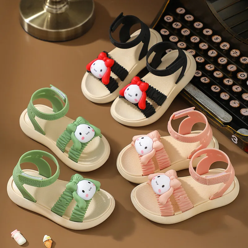 

Girls Sandals Summer New PVC Anti Slip Soft Sole Kids Shoes Fashion Comfortable Princess Shoes Open Toe Beach Sandals сандали