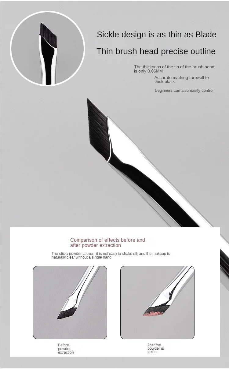 

Новая серповидная кисть для подводки глаз ультратонкая плоская кисть для бровей с тонким углом наклонная Профессиональная Кисть для макияжа Кисти с точными деталями