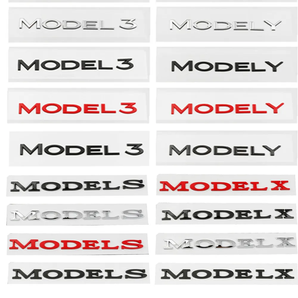 

MODEL 3 Y X S MODEL X Letters Emblem for Tesla Car Styling Refitting High Performance Trunk Logo Sticker Chrome Black Red