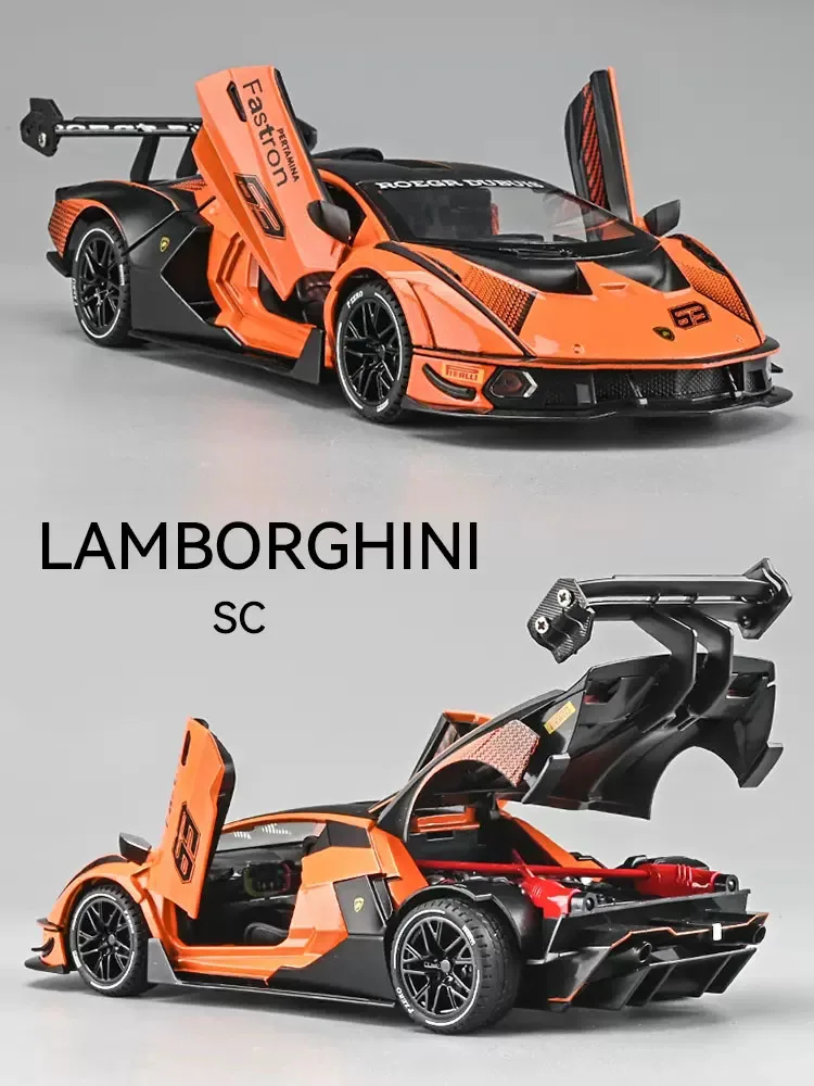 

1:24 Alloy Lamborghinis Scv12 Simulation Car Model Sound And Light Pull Back Children's Toy Car Boy Collection Decoration Gift