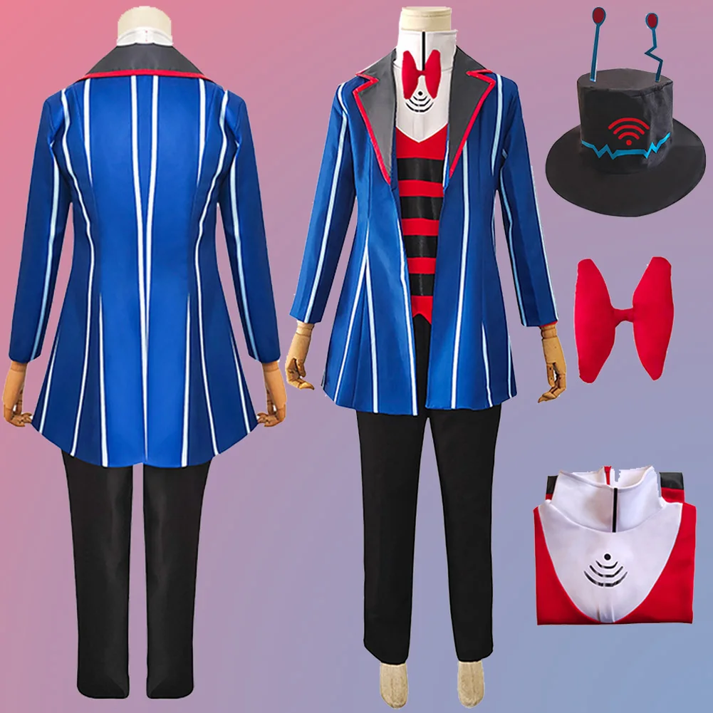 

Мужской костюм для косплея Vox, фэнтезийная шляпа, мультяшное пальто Hell inn для ролевых игр, комплект с галстуком-бабочкой, наряды для мальчиков, мужской маскировочный костюм