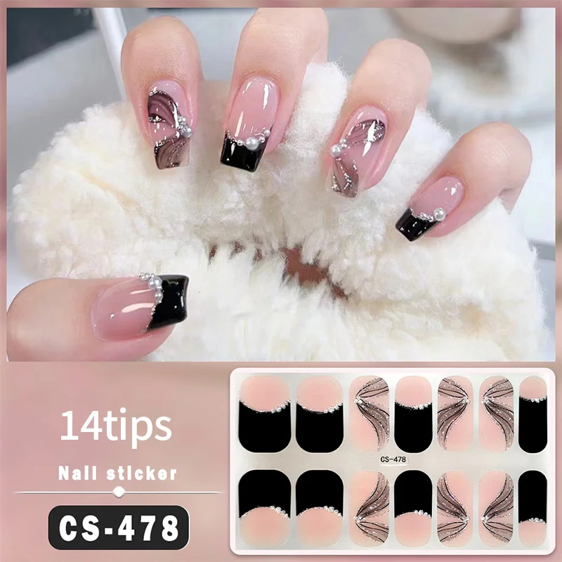 Description Picture 6 of item14 Tips Full Cover Gel Nail Strips Sticker Long-Lasting Nail Polish Strips Wraps Nail Art Stickers Self-Adhesive DIY Slider