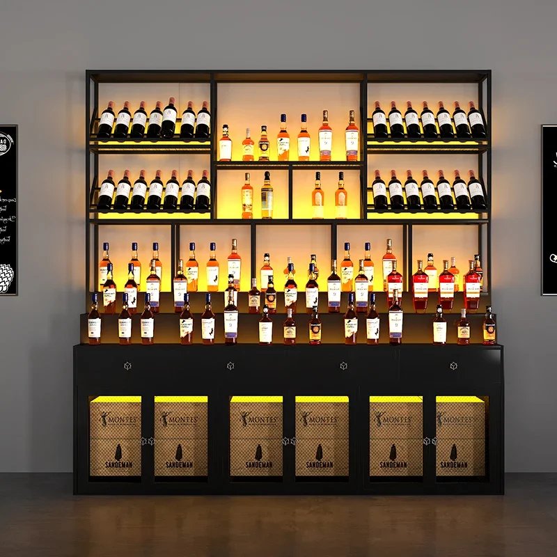 Display Cabinet Antique Furniture Open Cabinets Wine Rack Elegant Vintage Stands Drinks High End Whiskey Nordic Iron Room Liquor