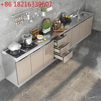 ตู้ครัวสแตนเลส 201304 ตู้ครัวแบบติดตั้งในบ้านพร้อมเคาน์เตอร์ในตัว เตาให้เช่า แบบเรียบง่าย 1