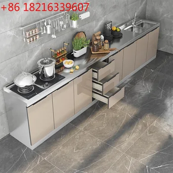 ตู้ครัวสแตนเลส 201304 ตู้ครัวแบบติดตั้งในบ้านพร้อมเคาน์เตอร์ในตัว เตาให้เช่า แบบเรียบง่าย 1