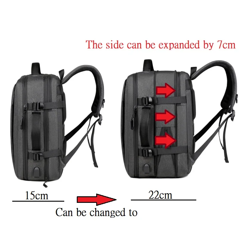 남성용 클래식 여행 백팩, 비즈니스 배낭 학교 확장 가능한 USB 가방, 대용량 노트북 방수 패션 배낭