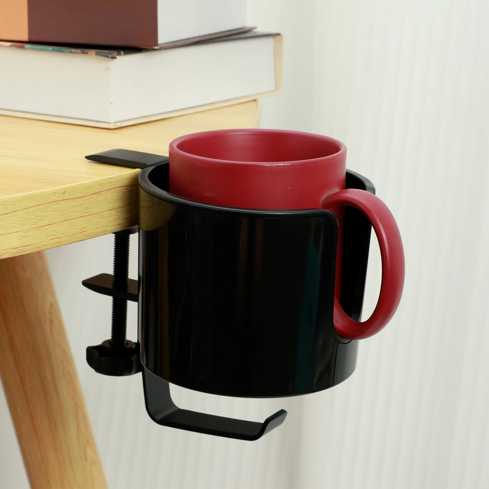 Adjustable Desk Cup Holder Table Clip with Nonslip Storage Rack