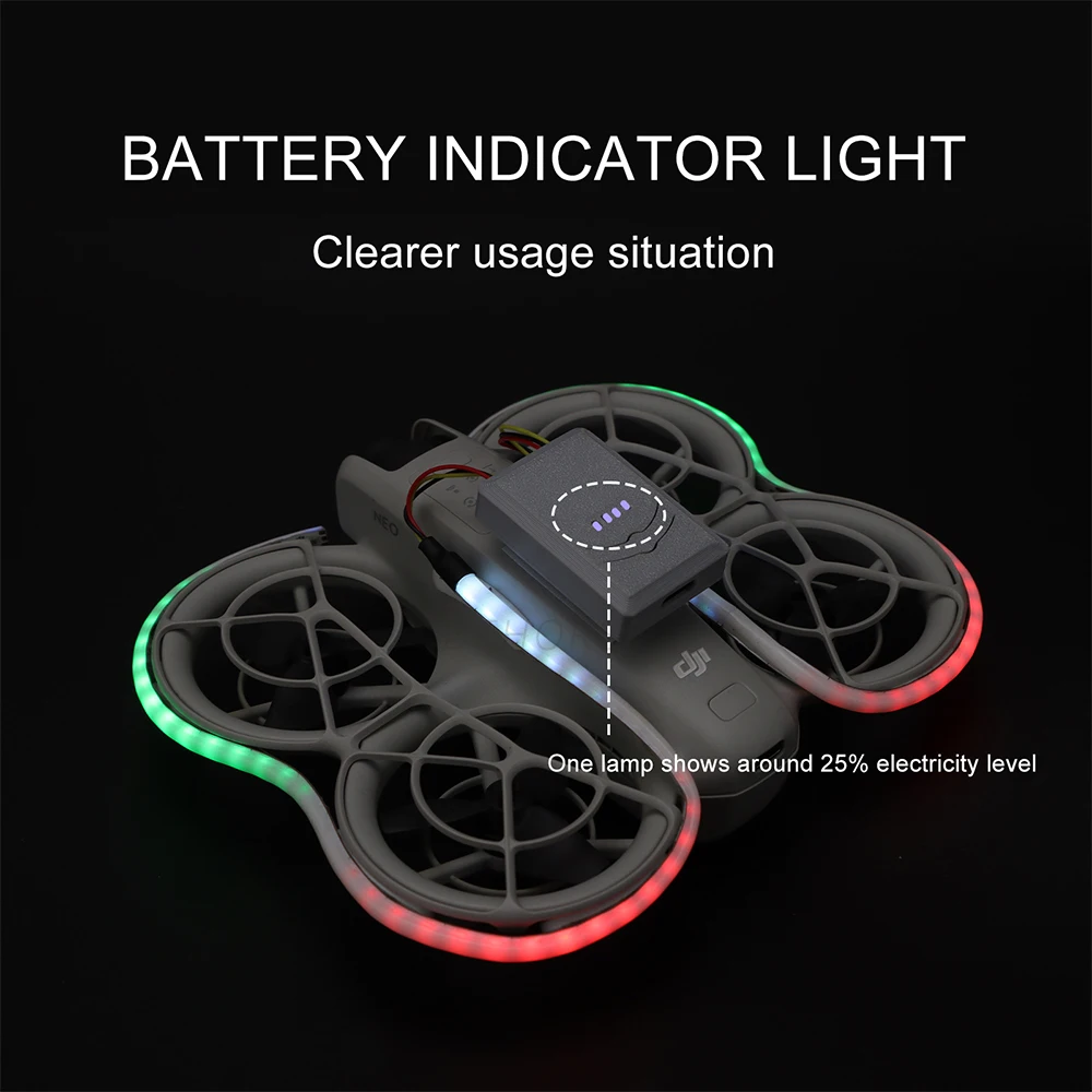 Bande lumineuse LED pour drone mini en silicone étanche, 9 modes, connectée via Bluetooth à un smartphone