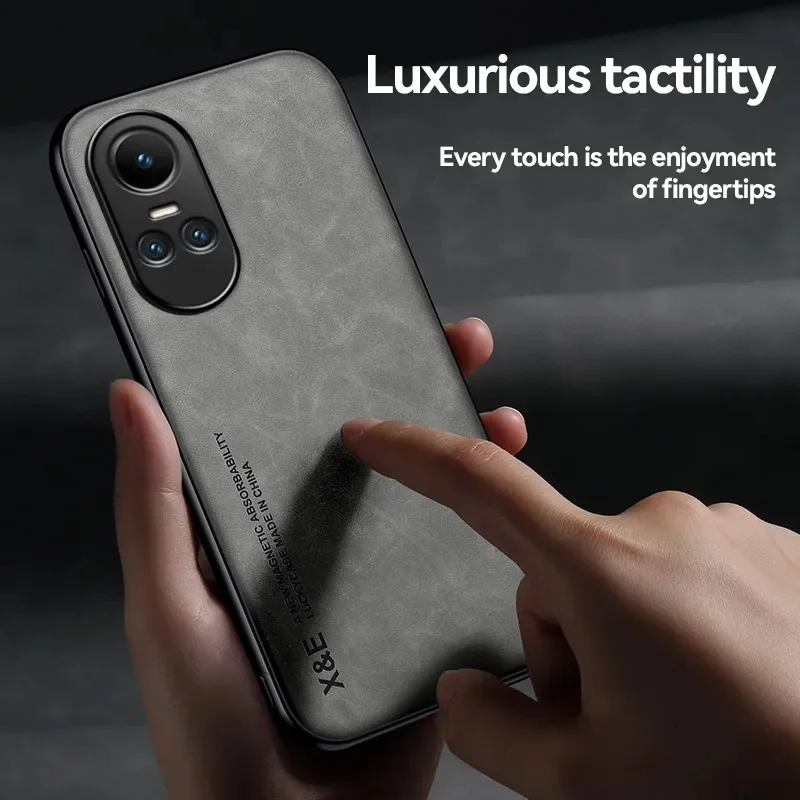 Magnetic Leather Shockproof Phone Case with Car Holder Attachment