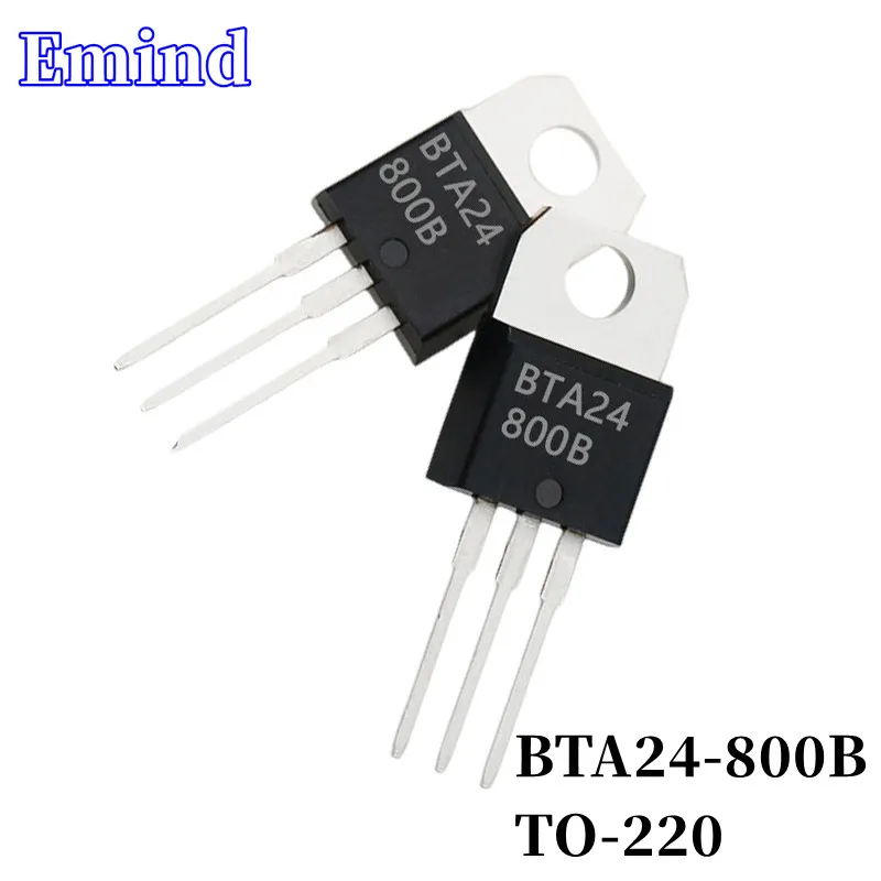 

5Pcs BTA24-800B BTA24 Thyristor TO-220 24A/800V DIP Triac Large Chip