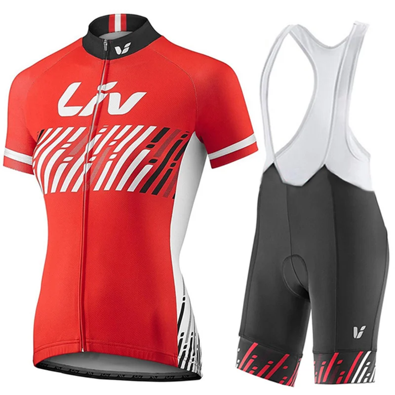 Conjunto de ciclismo para mulheres, terno de manga curta, roupas de bicicleta, camisa de equitação, Team Girl, roupas de bicicleta LIV 5