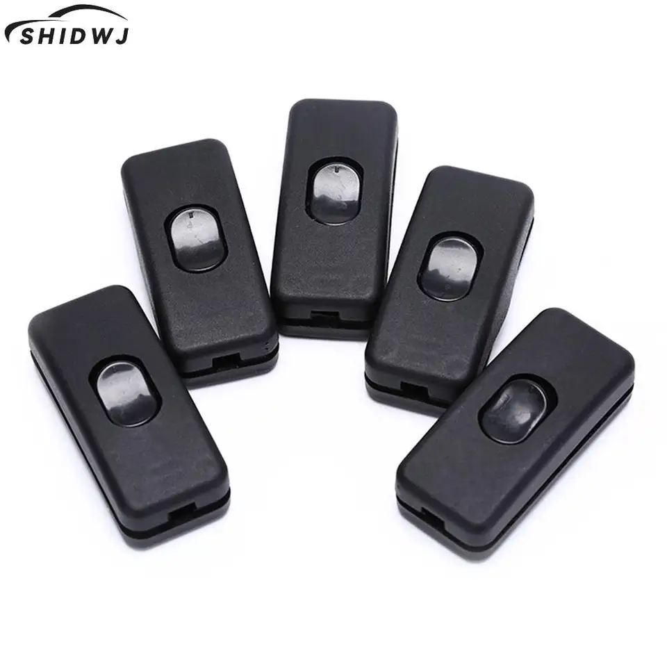 2-Pack Black Inline Cord Switches For Lamps - AC 250V 6A On/Off Slide Button Control - View #2
