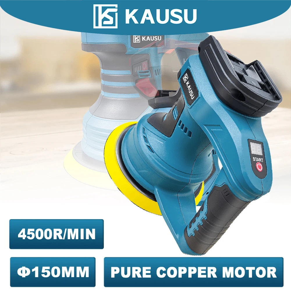 KAUSU Cordless Car Polisher 150mm LCD Display 8 Speed Electric Waxing Machine Auto Polishing Power Tool Makita 18V Battery
