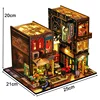 DIY Wooden Book Nook Shelf Insert Kit Chinese Street View Bookends Miniature Building Kits Bookshelf Doll Houses Friends Gifts 6