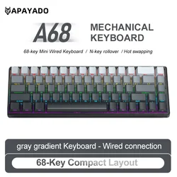 Enhanced Wired RGB Mechanical Keyboard with Hot - Swappable ABS Keycaps, 68 Keys - Red Switch (Moonlit Night)